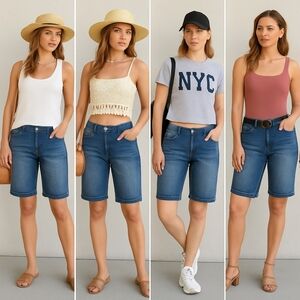 Paris Blues Women’s Denim Bermuda Shorts Medium Wash Casual Classic Fit Sz 16